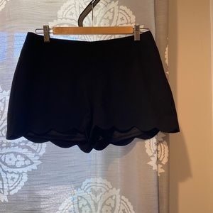 Black scalloped trimmed shorts back zipper